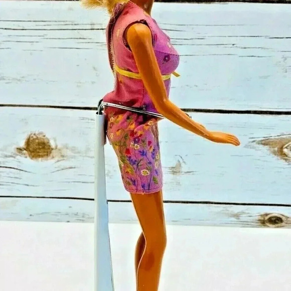 MATTEL BARBIE Blonde Hair Blue Eyes Pink Floral Dress 12" Tall - Picture 11 of 11